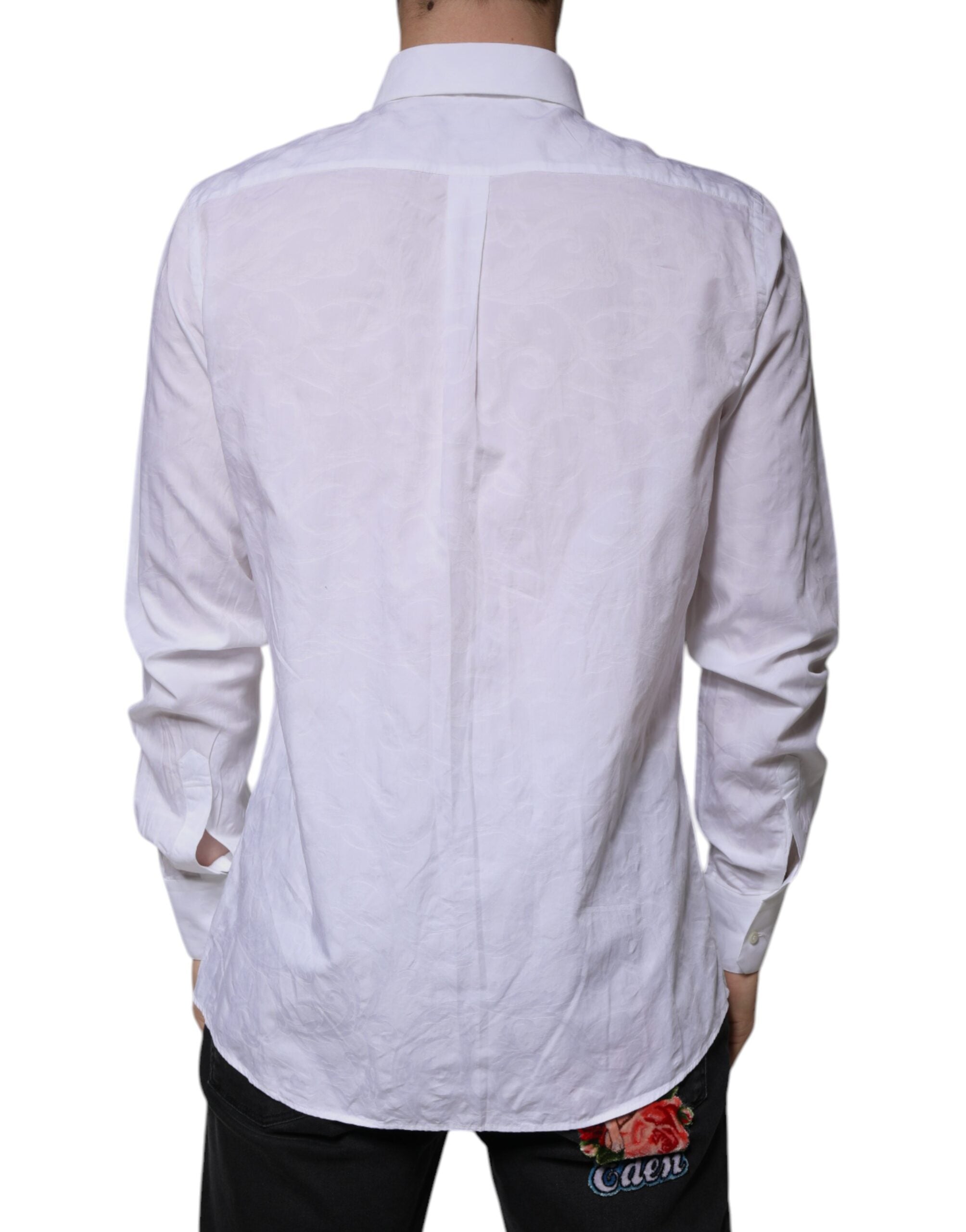 Dolce & Gabbana White Cotton Shirt MARTINI Slim Fit Men